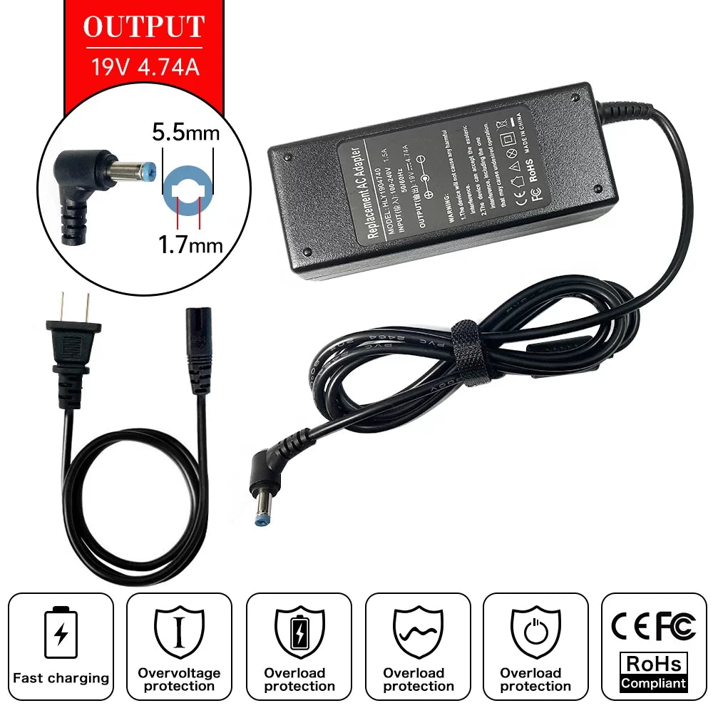 TS13SB Charger LJ63 TK87 4.74A TJ73 AC NS44 Laptop Packard TV43HC Bell LM81-RB-049GE Adapter 19V LM86-JO-070GE TV43-HC TS13-SB for TM86 EasyNote