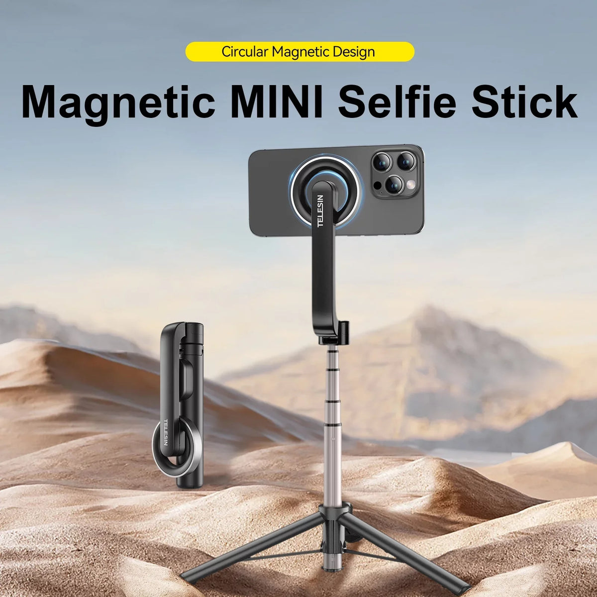with Stick 27.1 Selfie Magnetic Remote for , TELESIN inch Control Tripod, Rotation