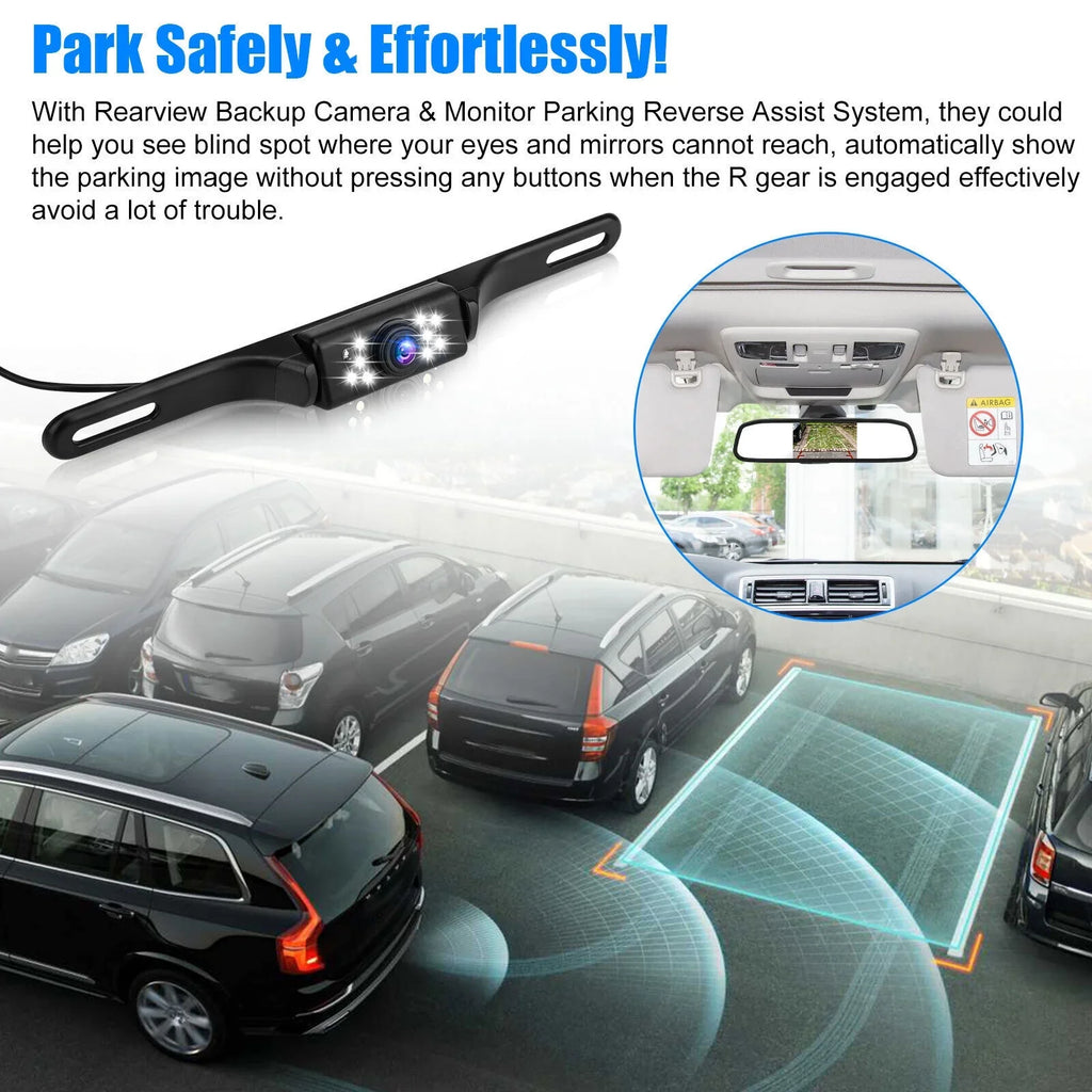 Mirror Backup View Night System Kit Monitor Car Rear Vision + Parking Camera 5"