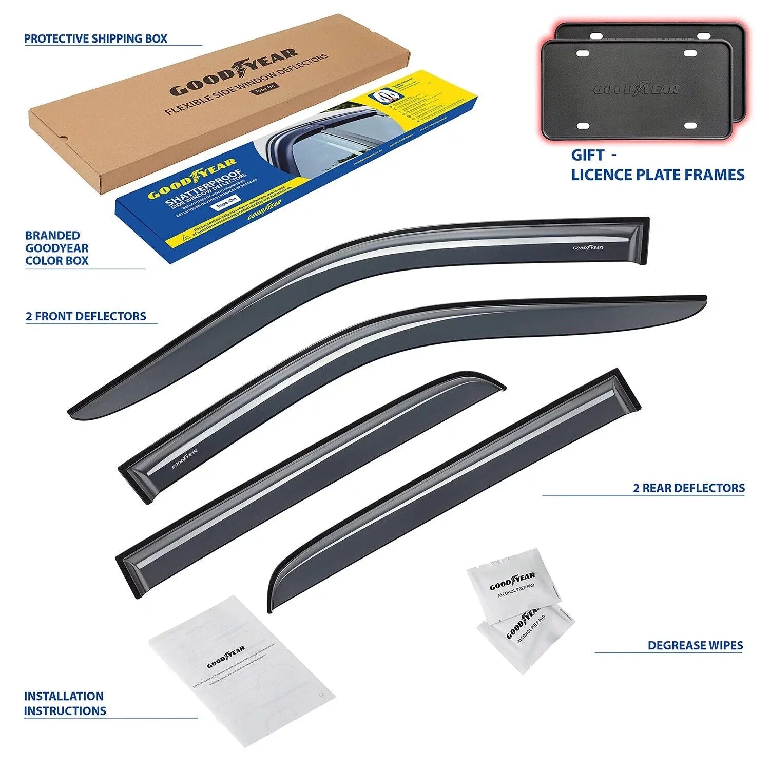 Deflector, Window Crew Cab, Deflectors Rain 3500 Vent Side for GY003106LPv Window Truck Visor, 2500 4pcs- RAM Tape-on Goodyear Visors, Vent Shatterproof Guards, Accessories, 2019-2024 Dodge