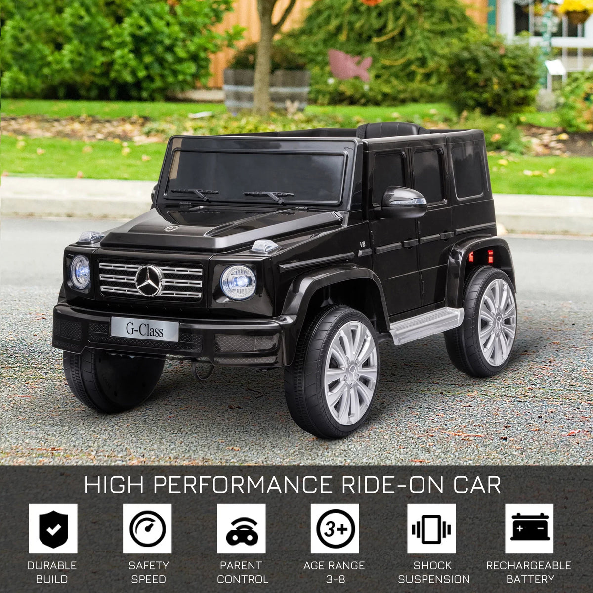 12 Working & Powered Bright with Suspension Headlights, Ride-On Mercedes Control, V Remote G500 Benz Aosom