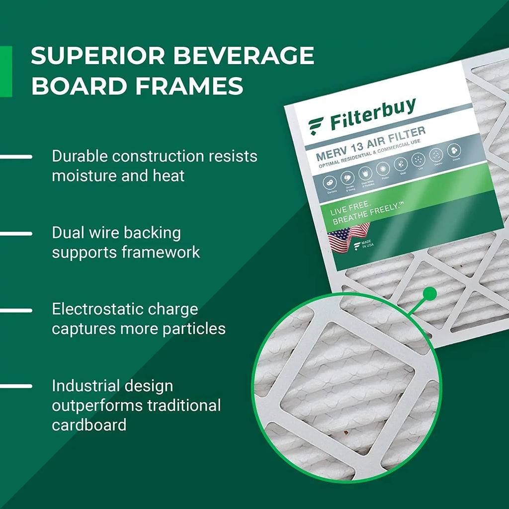 Filters Filterbuy HVAC Honeywell Furnace AC atmospheric Pleated 13 MERV (2-Pack) 16x20x5 FC100A1003 for