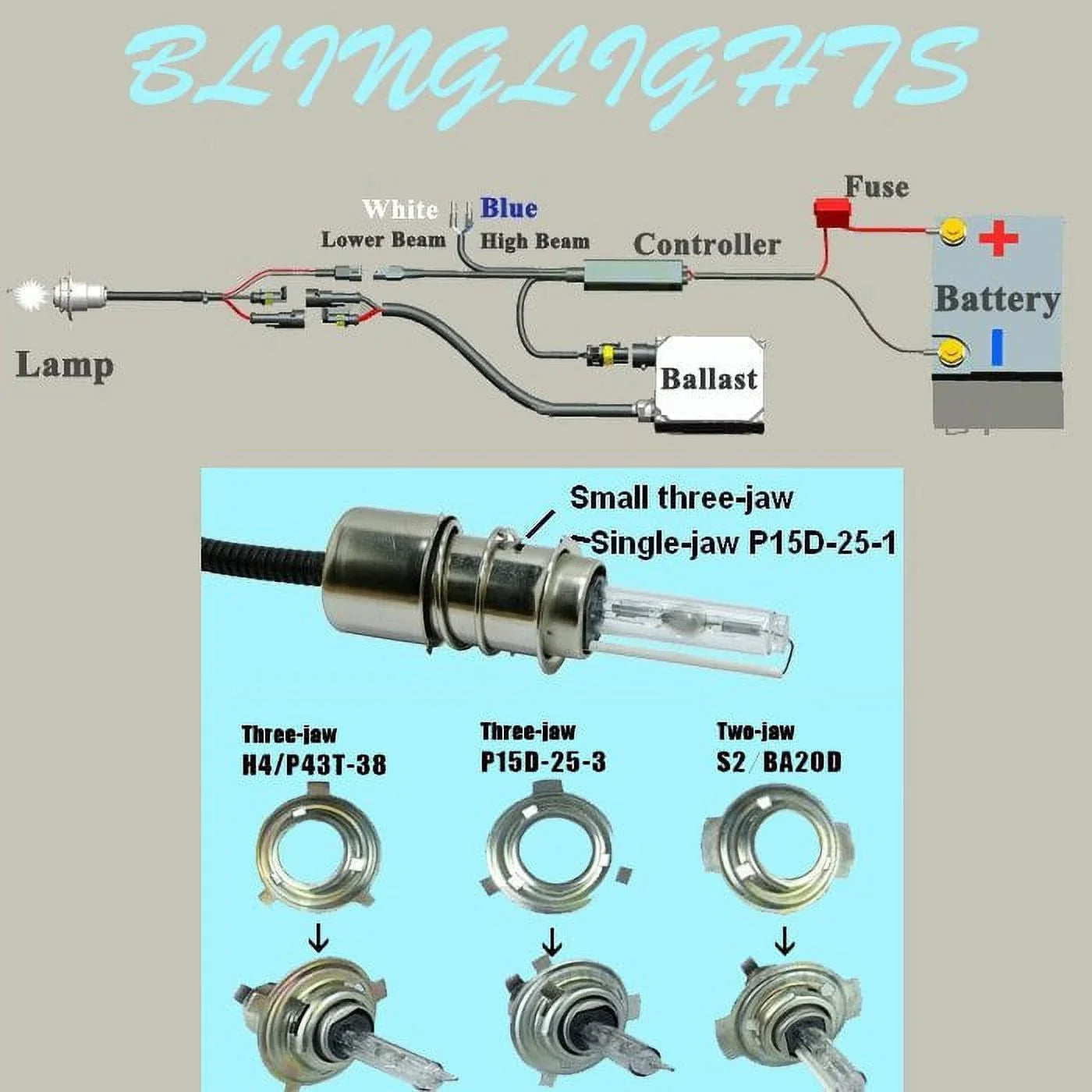 HID H6M 4300K Kit Xenon For P15D ATV Hi S2 P43T-38 Motorbike C165 Motorcycle 55watt Low Conversion BA20D