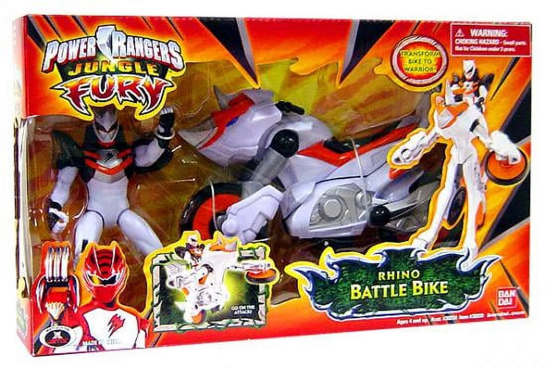 Figure Jungle Battle Power Bike Rhino Vehicle Action Rangers Fury