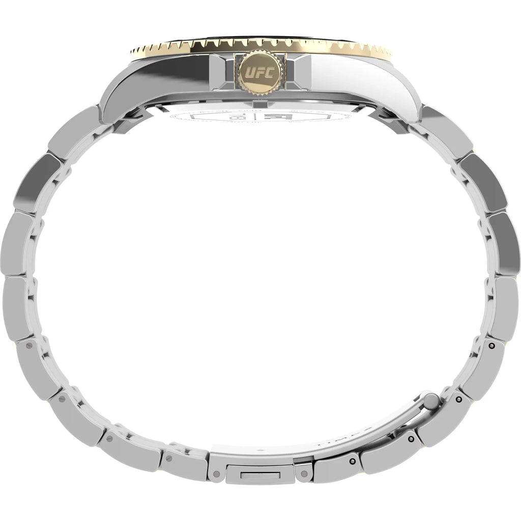 Watch - Blue Men's Timex Two-Tone UFC Case Strap Silver-Tone 42mm Debut Dial