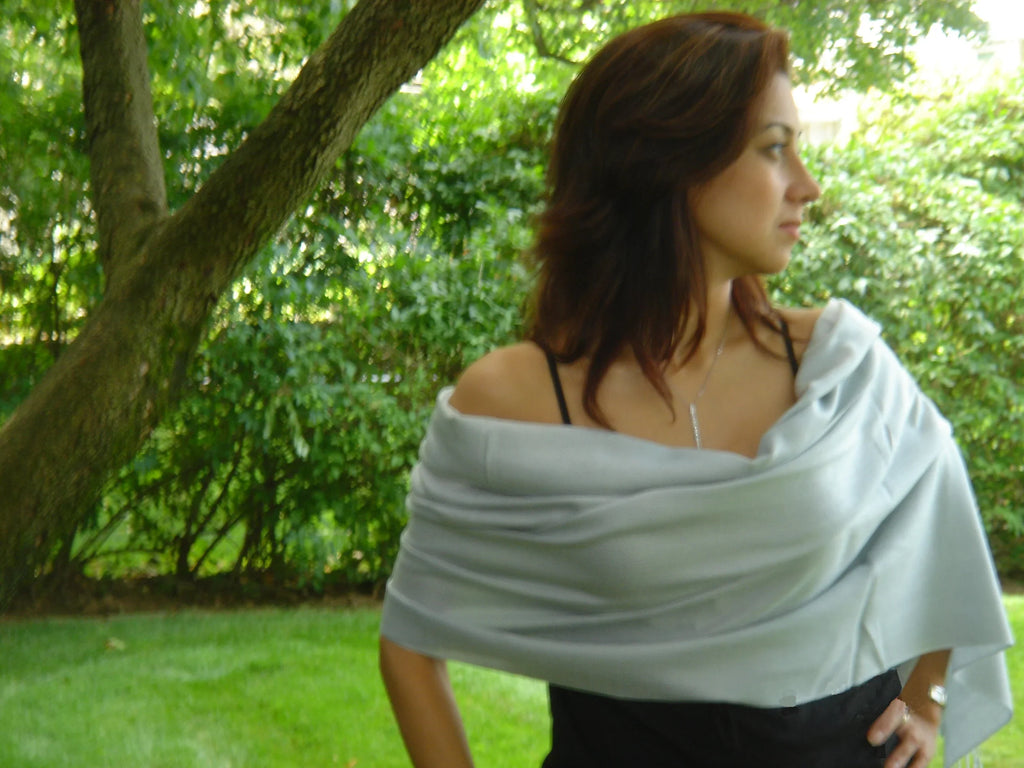 Grey) Shawl/Cashmere/Cashmere Scarf/Scarves/Shawl/Shawls/Stole/Wrap/Pashmina (Silver Scarf/Pashmina Scarf/Wool/Silk