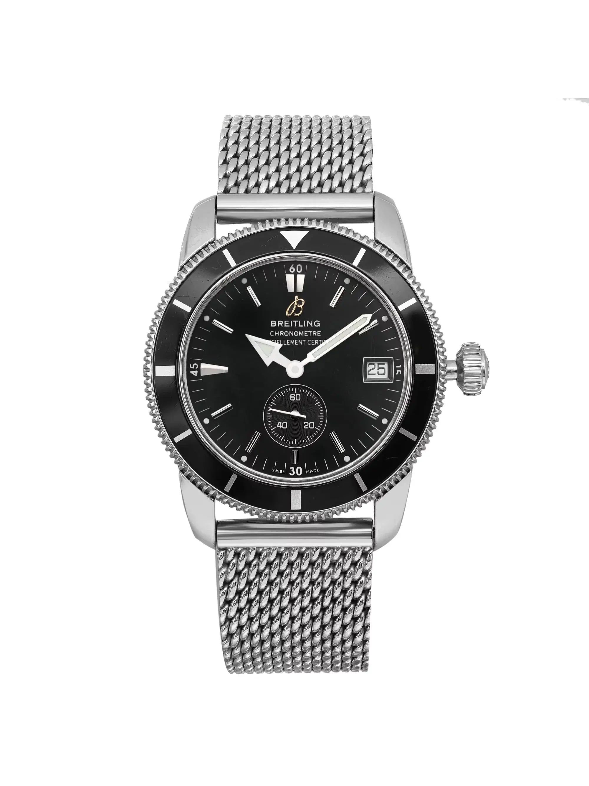 Black Steel A3732024-B869SS Heritage 38mm Dial Mens SuperOcean Breitling Watch