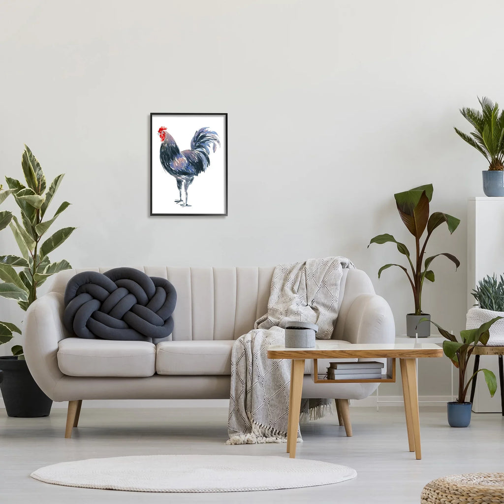 Insects Animals Rooster on Black Portrait x Industries Stupell Art, 16 Painting White & Framed Art Wall 20 Print