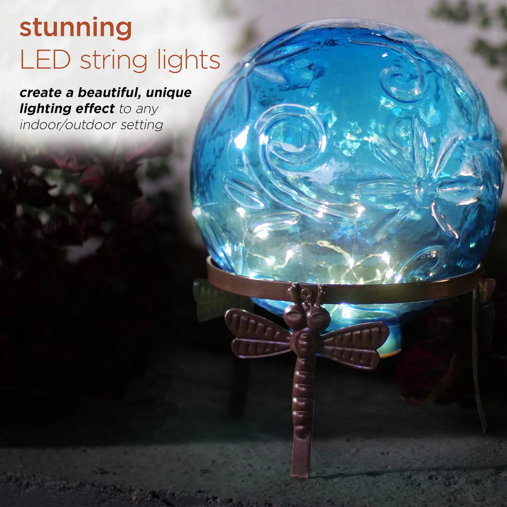 L Light-up Globe, 13" H Blue 10" x W Glass Corporation x Embossed 10" Alpine Gazing