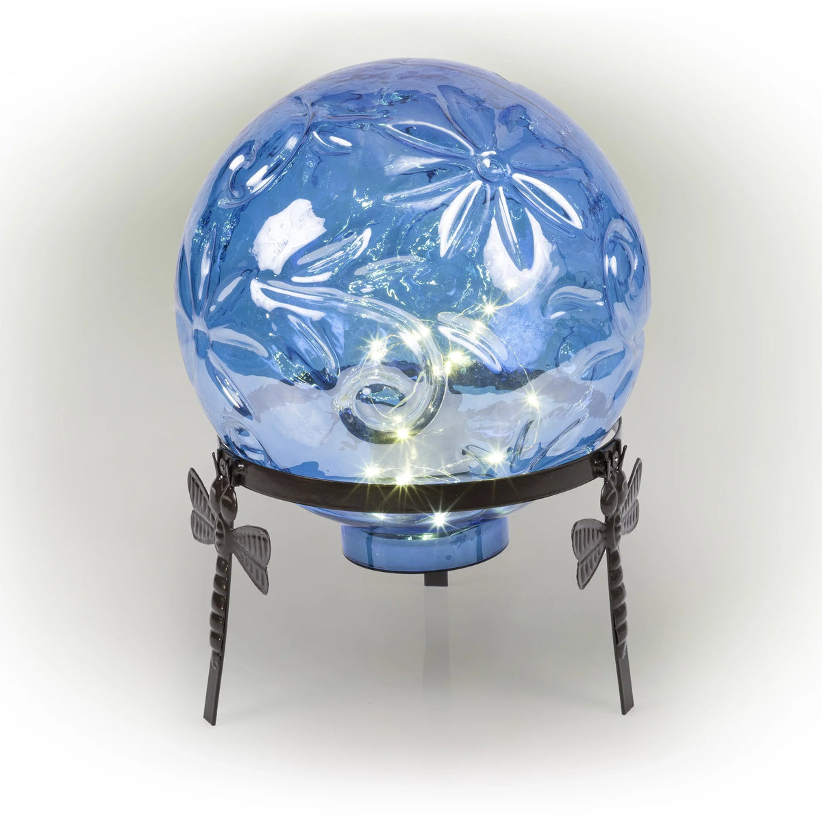 L Light-up Globe, 13" H Blue 10" x W Glass Corporation x Embossed 10" Alpine Gazing
