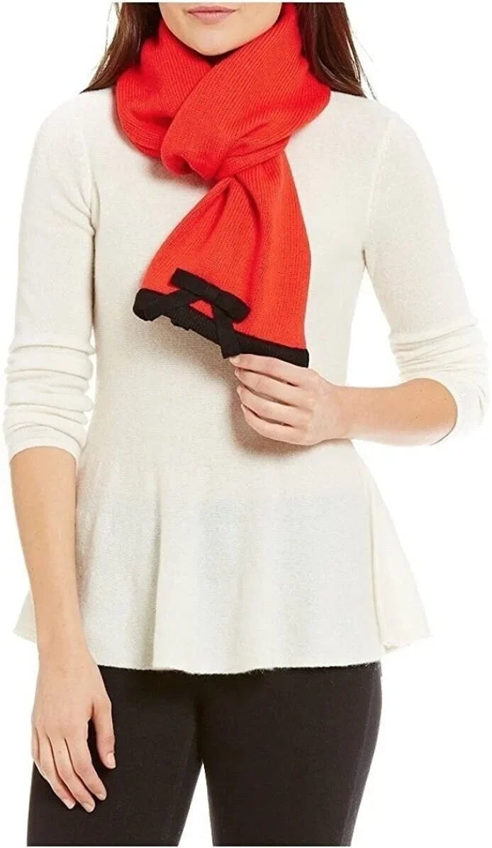 Kate Grove Bow Contrast New York Persimmon Spade Muffler Women's