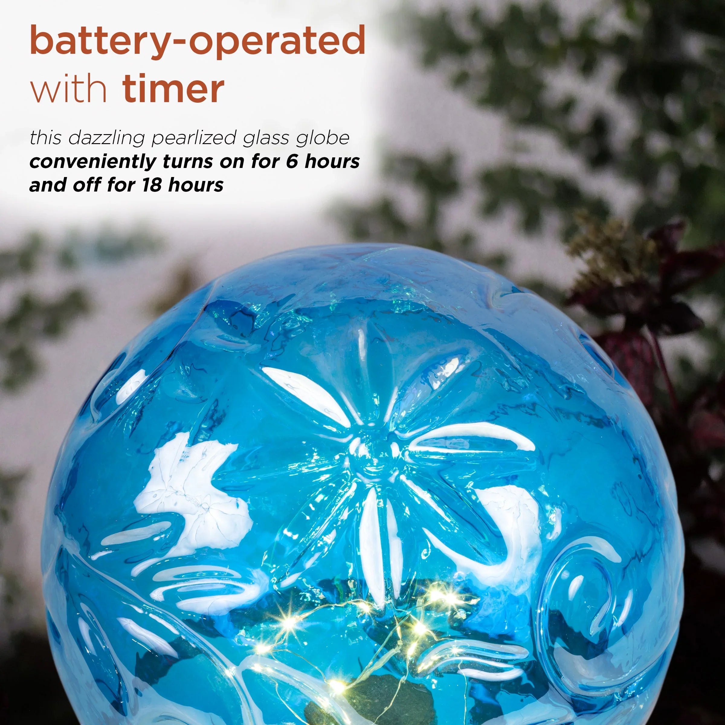 L Light-up Globe, 13" H Blue 10" x W Glass Corporation x Embossed 10" Alpine Gazing