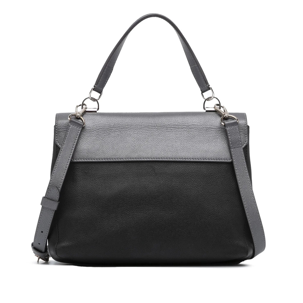 Leather Authenticated (Good) Gray Calf Pre-Owned Vuitton LockMe II Satchel Louis Unisex Eyelet