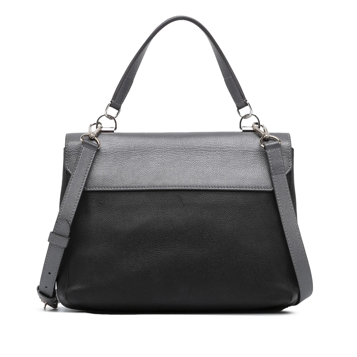 Leather Authenticated (Good) Gray Calf Pre-Owned Vuitton LockMe II Satchel Louis Unisex Eyelet