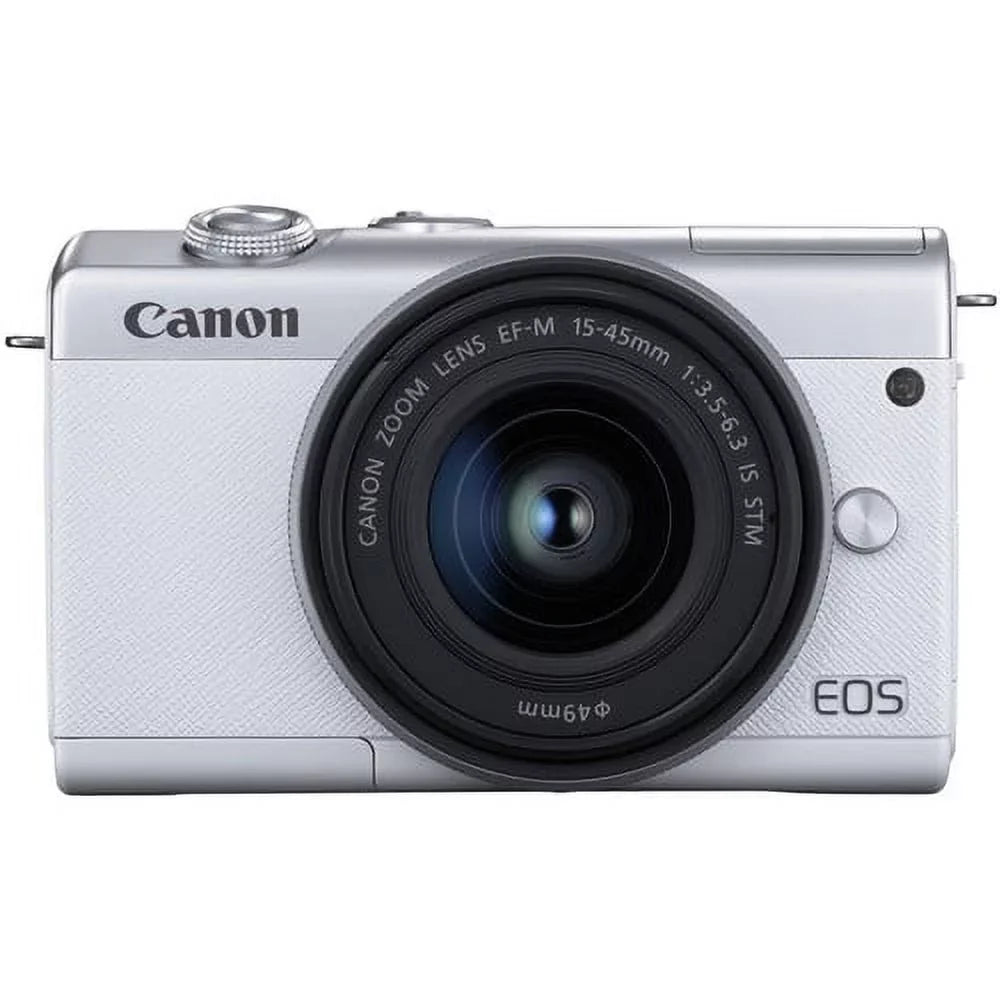 Kit More Card with Spare 15-45mm + Digital + Mirrorless Memory with Battery Lens EOS Camera 128GB Canon M200 (White)