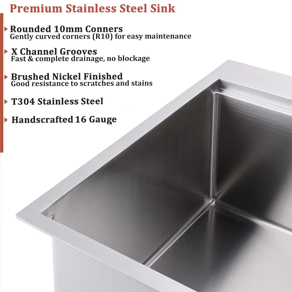 Kitchen Drop-In Stainless Holes Single Faucet PROOX 2 Steel Sink 30'' with Bowl