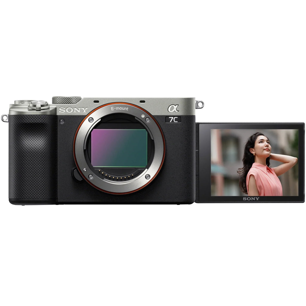 Silver F1.4 Master with and + Camera + Sony + Lens Monopod Deco Mirrorless FE a7C GM Photography Frame 35mm + ILCE7C/S Accessories LED Microphone G Bundle Sony Gear Case Body Backpack SEL35F14GM Full
