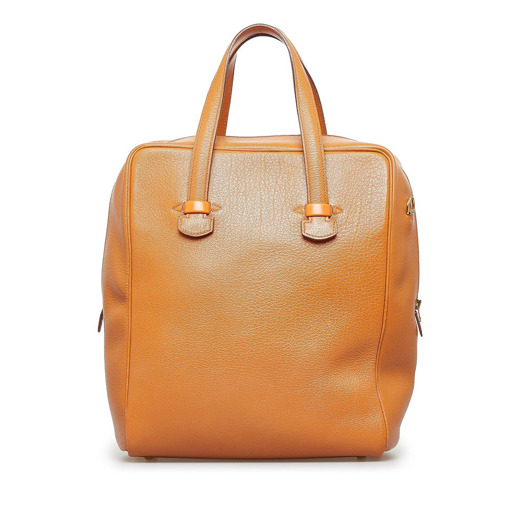 Calf Pre-Owned Galop Unisex Authenticated Tote Hermès (Good) Brown Leather Bag