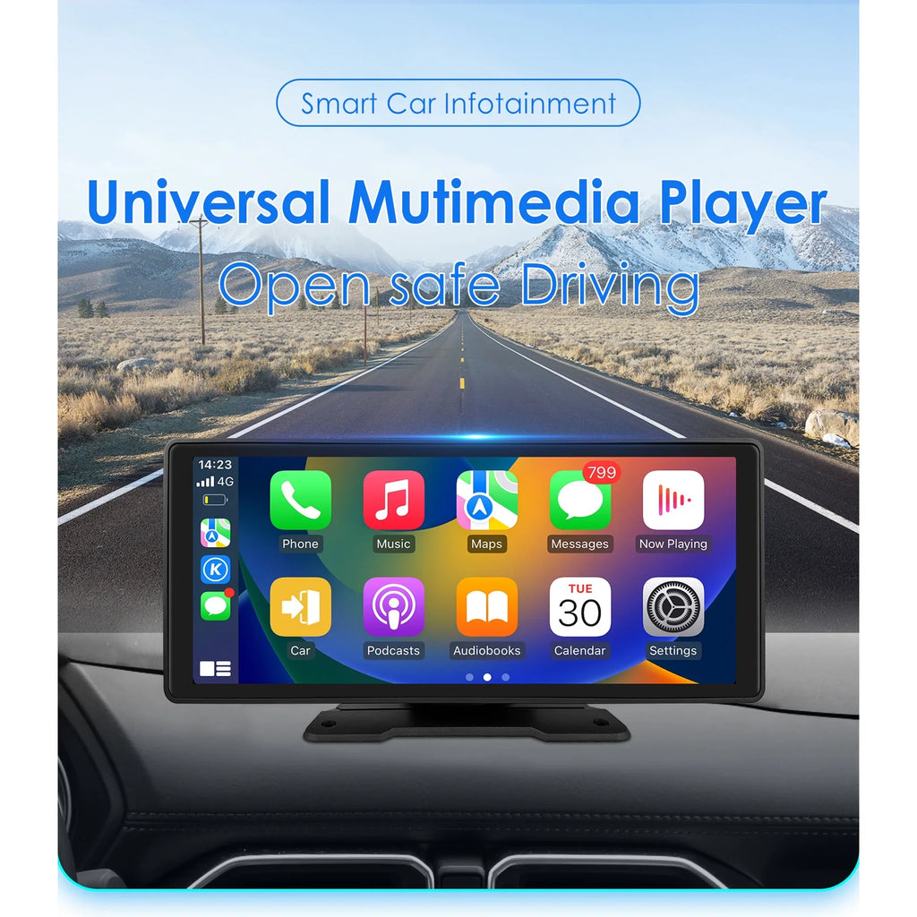 Bluetooth Apple Touchscreen FM 10.26" Car Mirror Unit Auto Player 360° Adjustable Radio Carplay Link Navigation Stereo GPS Android Head