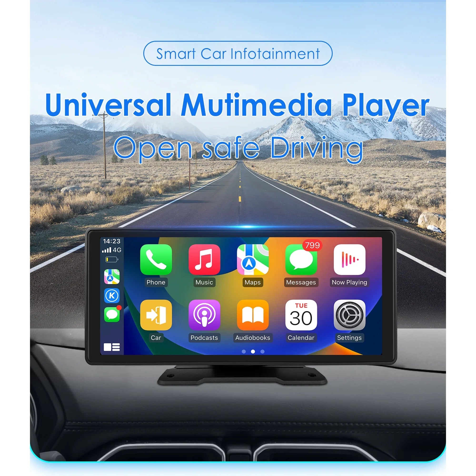 Bluetooth Apple Touchscreen FM 10.26" Car Mirror Unit Auto Player 360° Adjustable Radio Carplay Link Navigation Stereo GPS Android Head