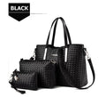 Weave Set Set Women Leather Pu 3 Shoulder Handbag Bag Pieces Purse Bag Tote Smarit Bags Big Capacity
