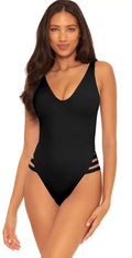 Fine Virtue US Sophie One-Piece Small by Swimsuit, Rebecca Line BLACK Rib Becca