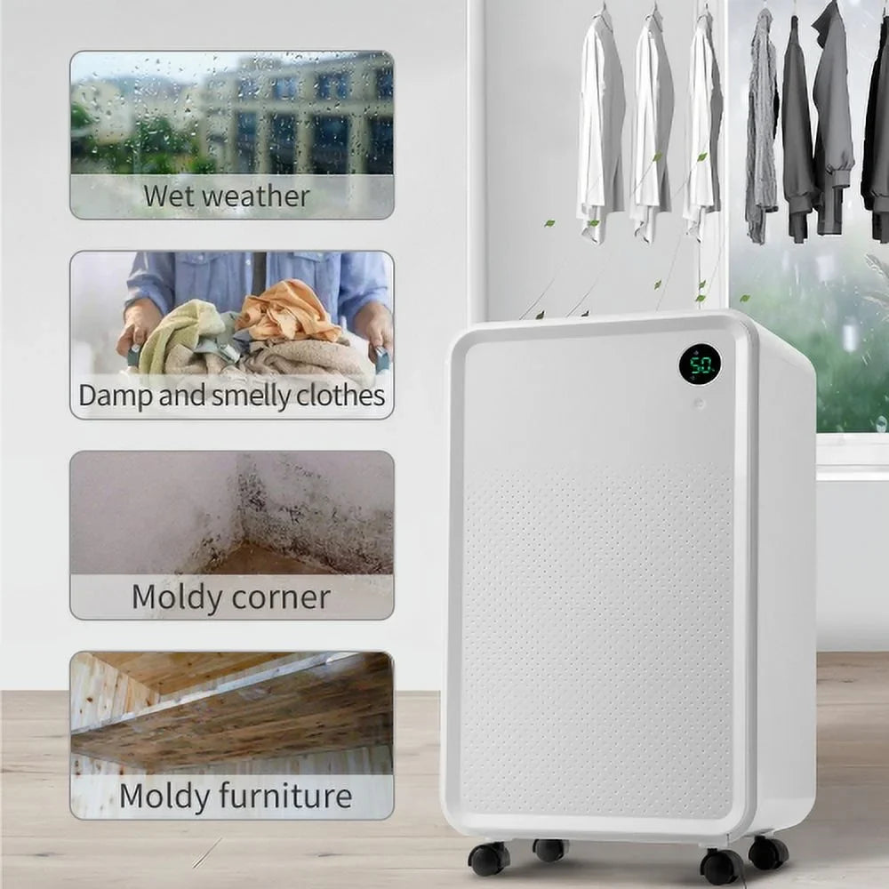 Basements Drain, Large Pint Dehumidifier for 30 Sq. with Churanty or Manual Auto Tank, Water 3,000 Dehumidifier Medium Rooms to and 2L Ft.