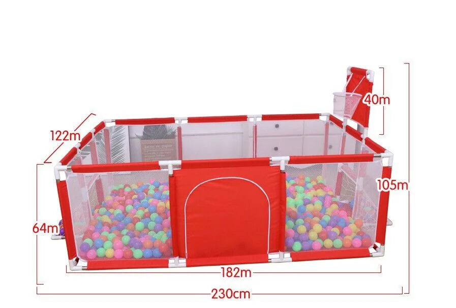 JahyShow 70in Mesh-Red Foldable Baby Playard - Playpen Breathable with Large
