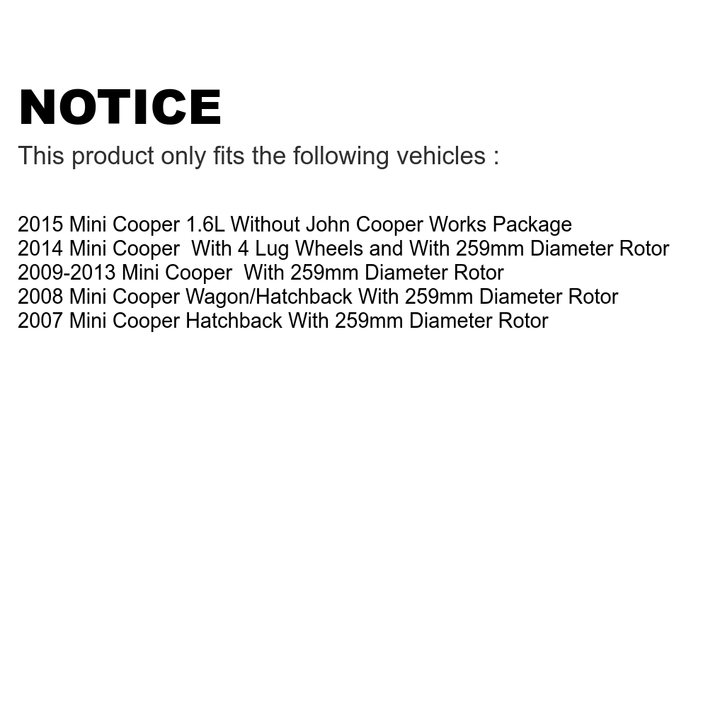 '- Mini For Brake Cooper And Pads Slotted Kit Rotors KDS-100459 Transit Rear Drilled Disc Auto Semi-Metallic Coated