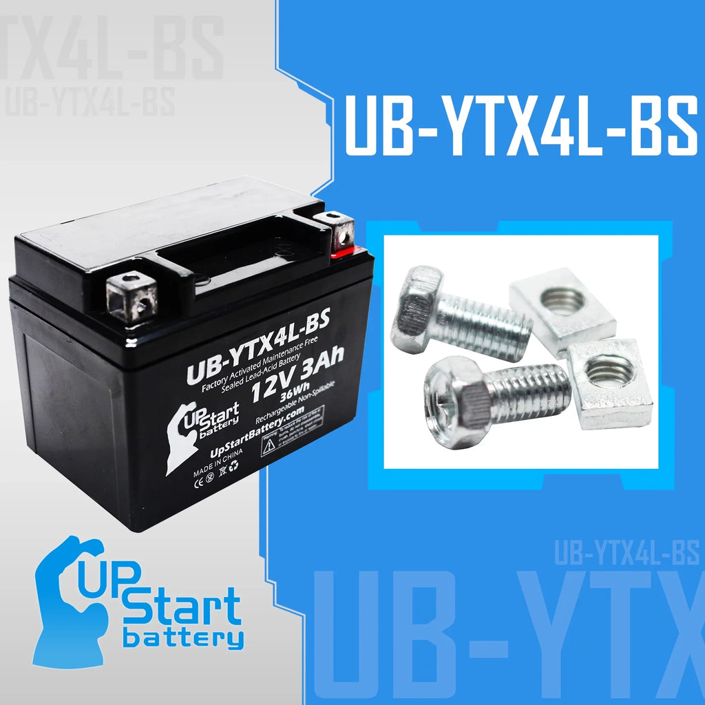 Battery (Can-Am) Maintenance 50CC Bombardier DS50, Quest 2002 Replacement Factory ATV UB-YTX4L-BS Activated, 3Ah, - 12V, Free,