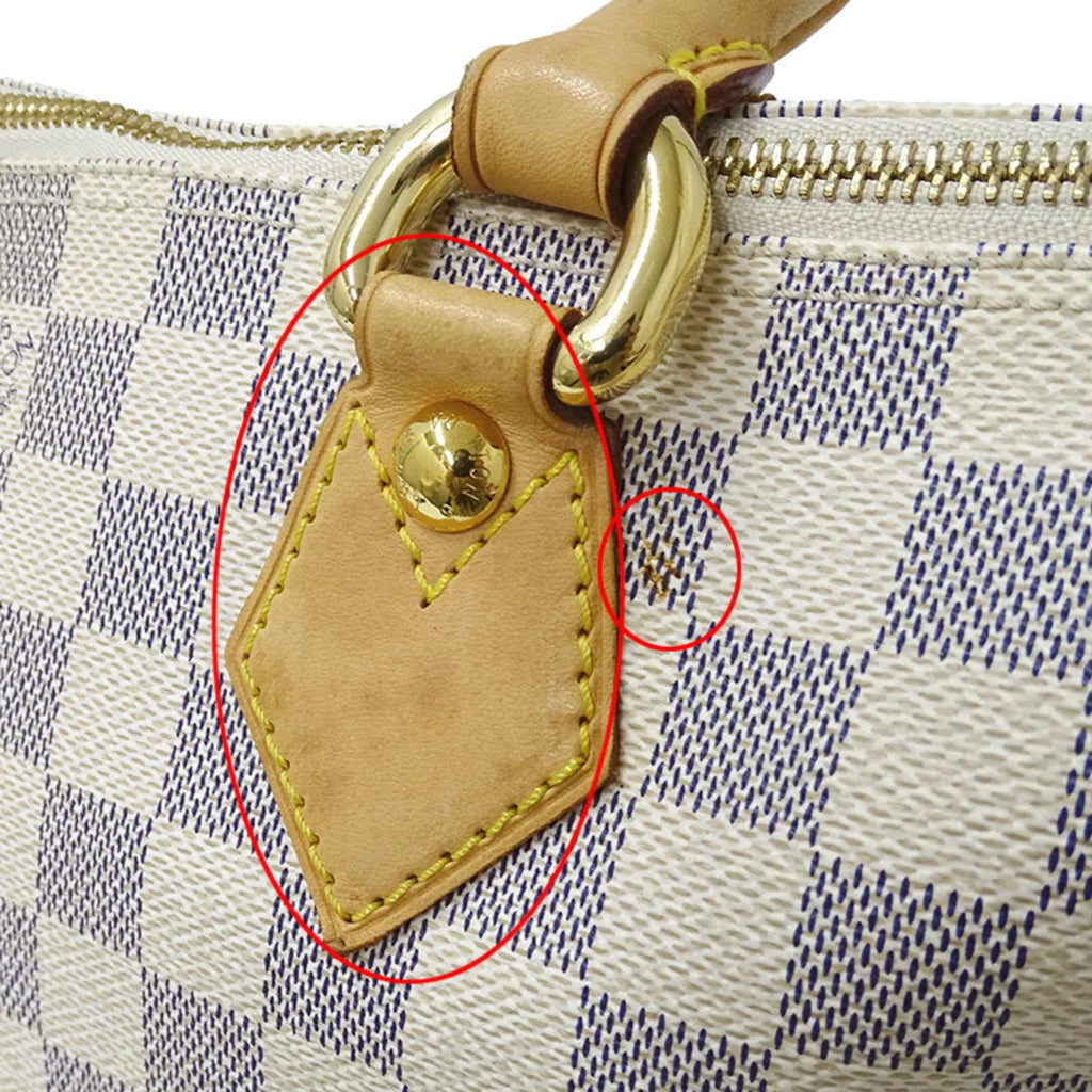 Bag Tote Vuitton VUITTON Azul Handbag PM Louis Saleya Damier N51186 LOUIS White Ladies Authenticated Gray Used