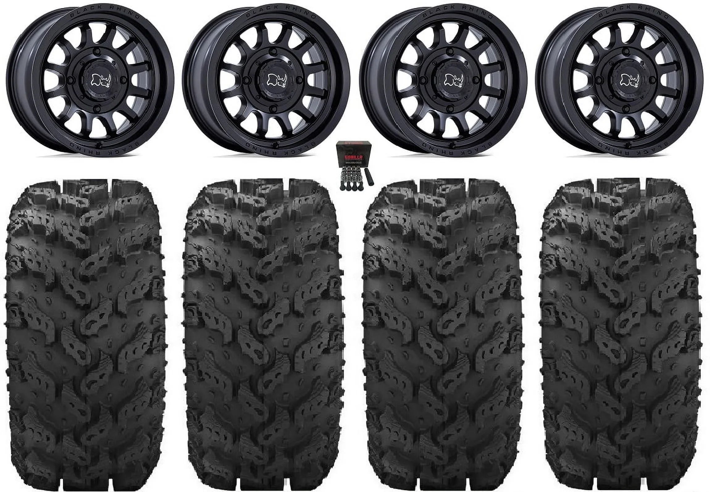 Rhino Bk 28" Rapid Black 950 Reptile 1000 Wheels UForce CFMoto Viking Wolverine Tires Yamaha YXZ1000R 14" ZForce