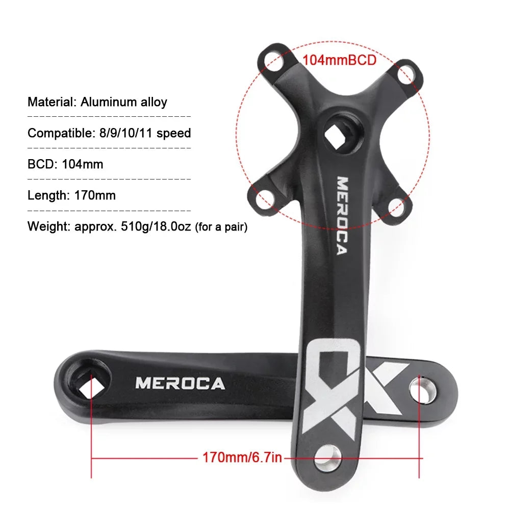 170MM Biking Bike Set Alloy 8/9/10/11 - Speed - Aluminum Ideal Mountain for MEROCA for Crank 104 BCD Single Crankset, Enthusiasts Ring