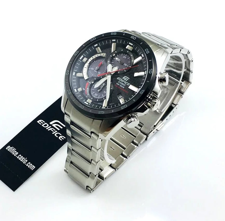 Stainless Solar-Powered Chronograph Watch Edifice EQS-900DB-1AVCR Men's Casio Steel