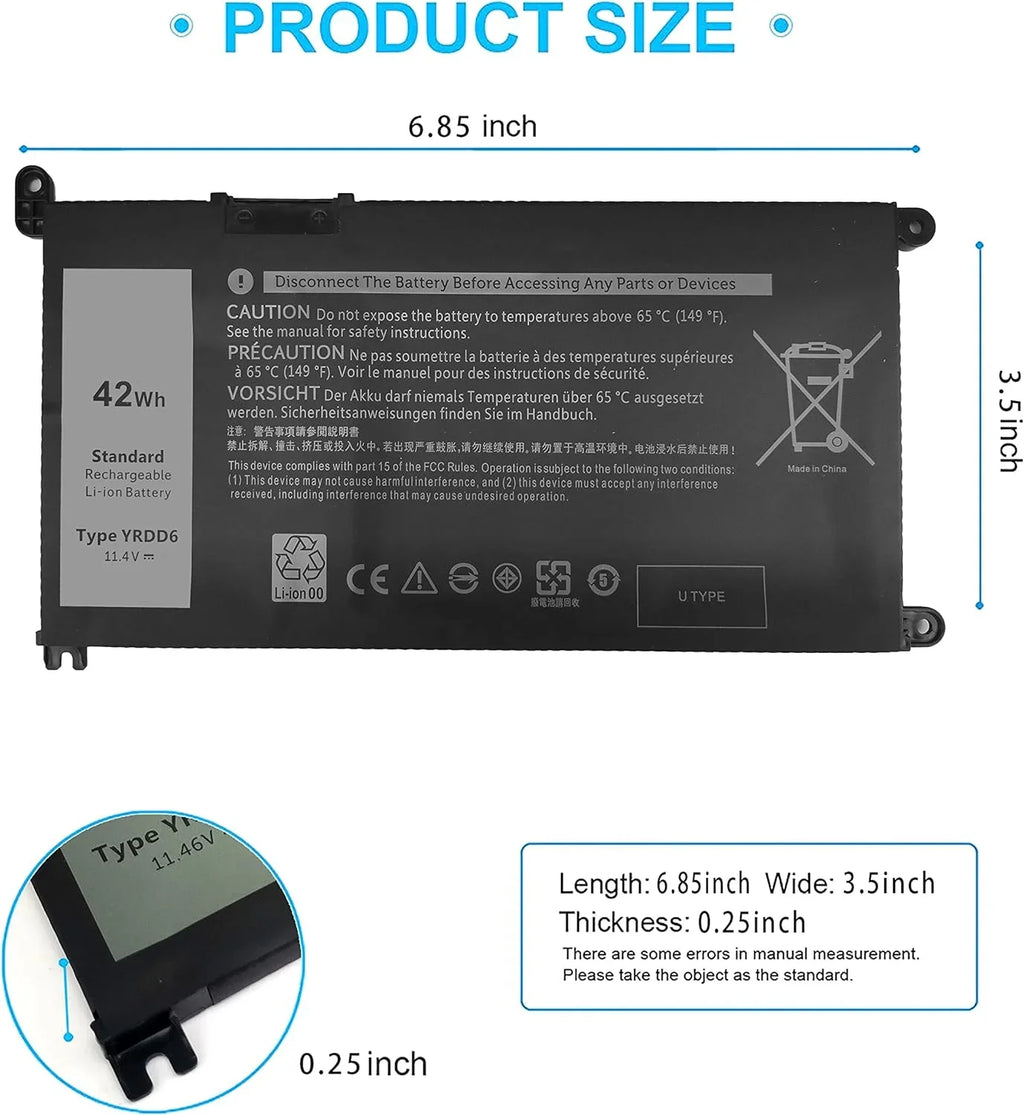 3582 y 5590 3584 5585 Dell for 3593 5594 Inspiron 5584 YRDD6 5593 42Wh 3493 14 3583 15 5481 P75F 5598 7586 5582
