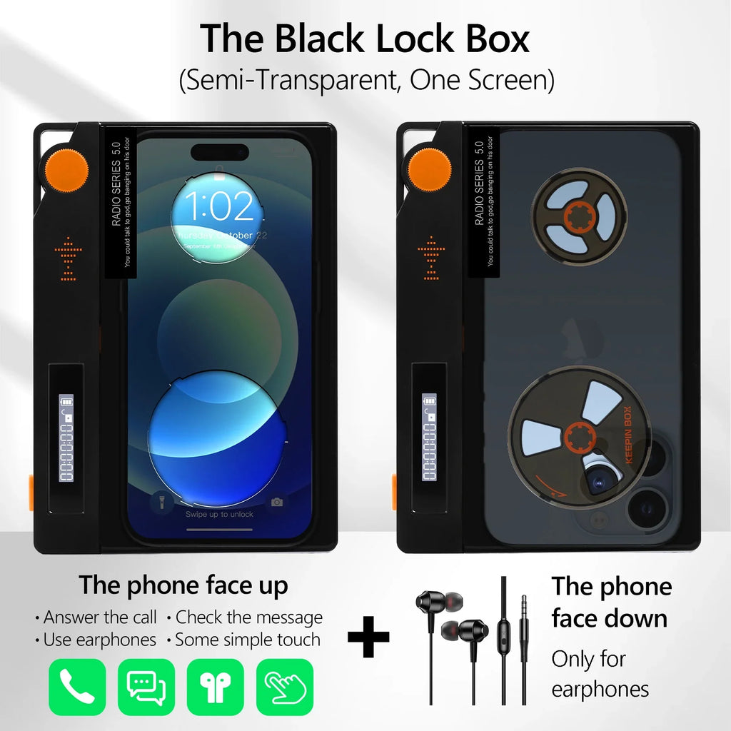 Screen) Prevent Lock (L Timed With Black-One Real Focus Timer, Life transportable to Help Cover, Semi-Transparent with 6.7x3.5x0.7, Addiction, Lock Phone Box for Cell Phone on Box Phone