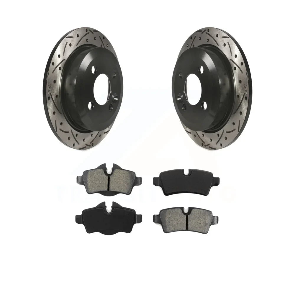 '- Mini For Brake Cooper And Pads Slotted Kit Rotors KDS-100459 Transit Rear Drilled Disc Auto Semi-Metallic Coated