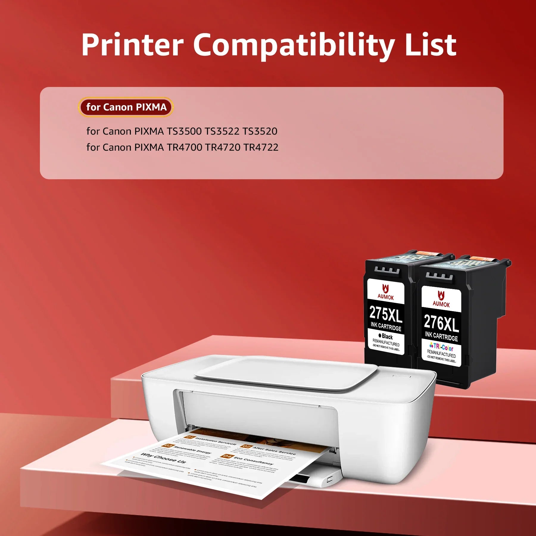 Ink TR4722 Black, Canon (1 PIXMA Cartridges for Ink TS3522 275 for 276 TS3500 Printer 1 Replacement 275 276 TS3520 TR4700 TR4720 Color)