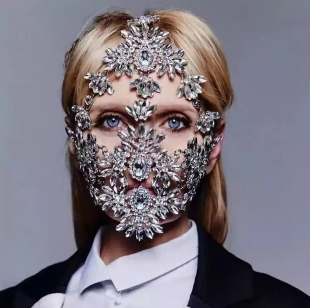 Rhinestone Crystal Mask Jewelry Face Face Women Mask Mask Masquerade Halloween
