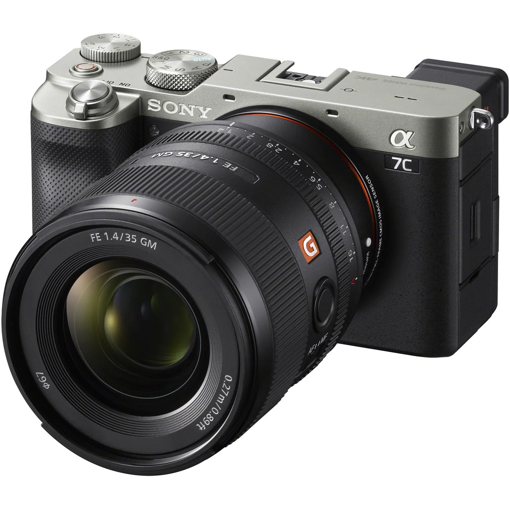 Silver F1.4 Master with and + Camera + Sony + Lens Monopod Deco Mirrorless FE a7C GM Photography Frame 35mm + ILCE7C/S Accessories LED Microphone G Bundle Sony Gear Case Body Backpack SEL35F14GM Full