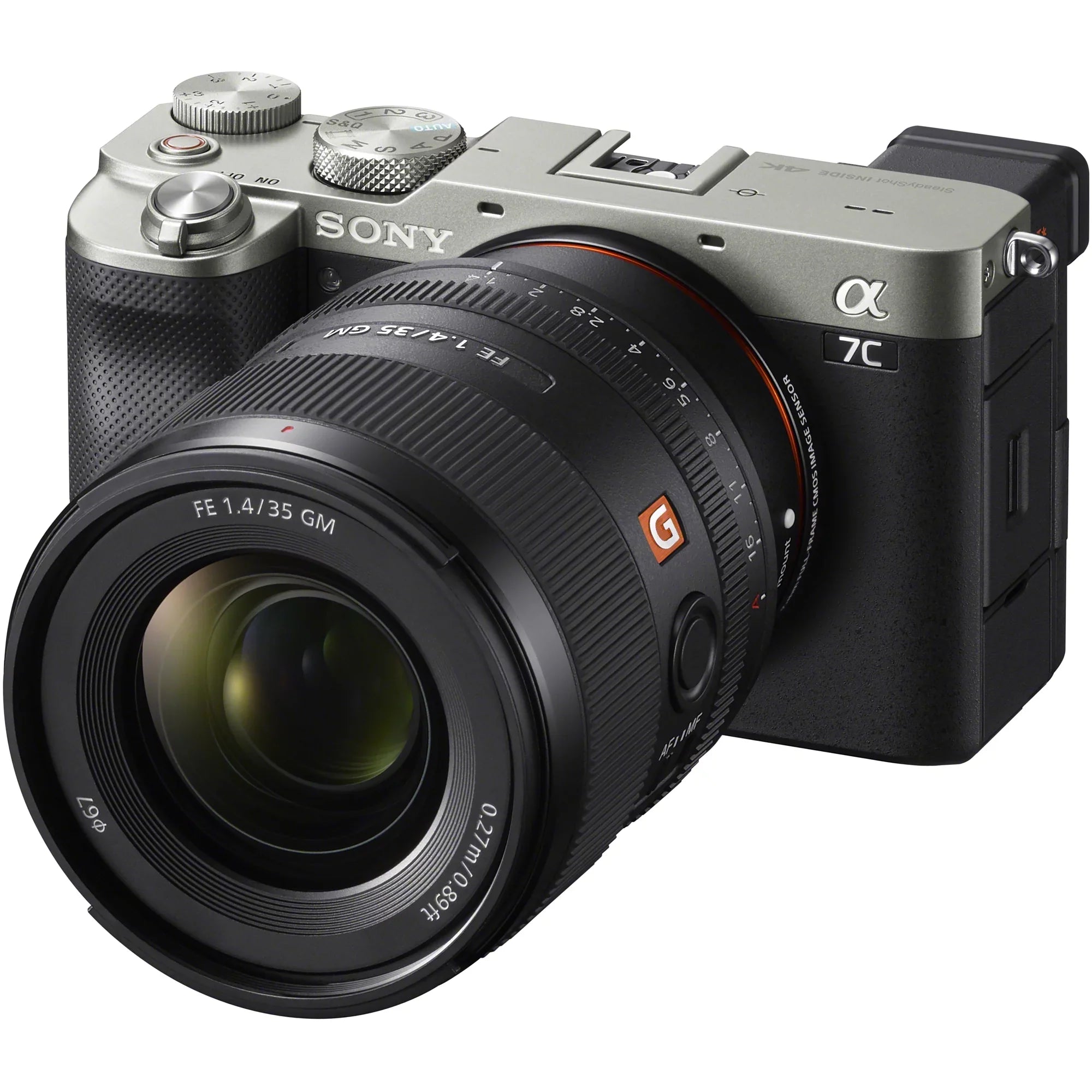 Silver F1.4 Master with and + Camera + Sony + Lens Monopod Deco Mirrorless FE a7C GM Photography Frame 35mm + ILCE7C/S Accessories LED Microphone G Bundle Sony Gear Case Body Backpack SEL35F14GM Full