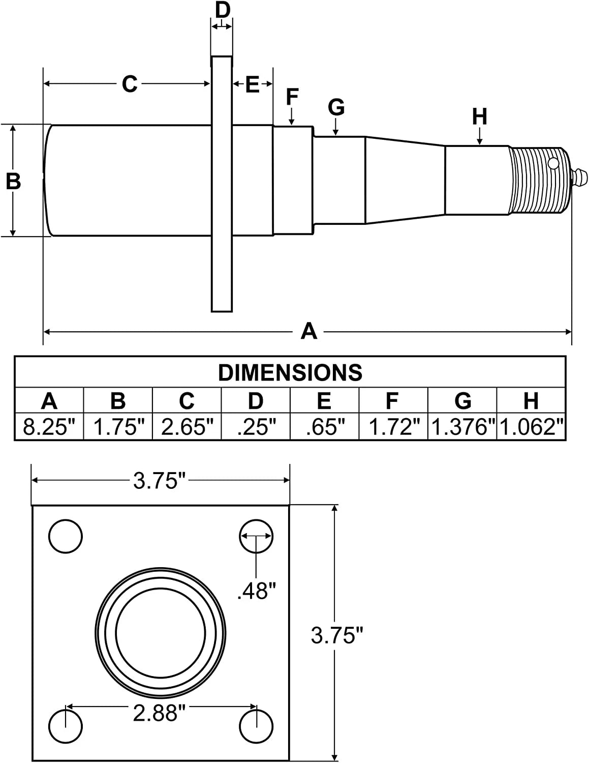 on Inch Pair 1-1/16 Bearings Flanged, Trailer 1-3/8 Inch 5-Bolt Includes Tapered Assemblies 4-1/2 Hub &amp; (2) - Inch of Spindles to