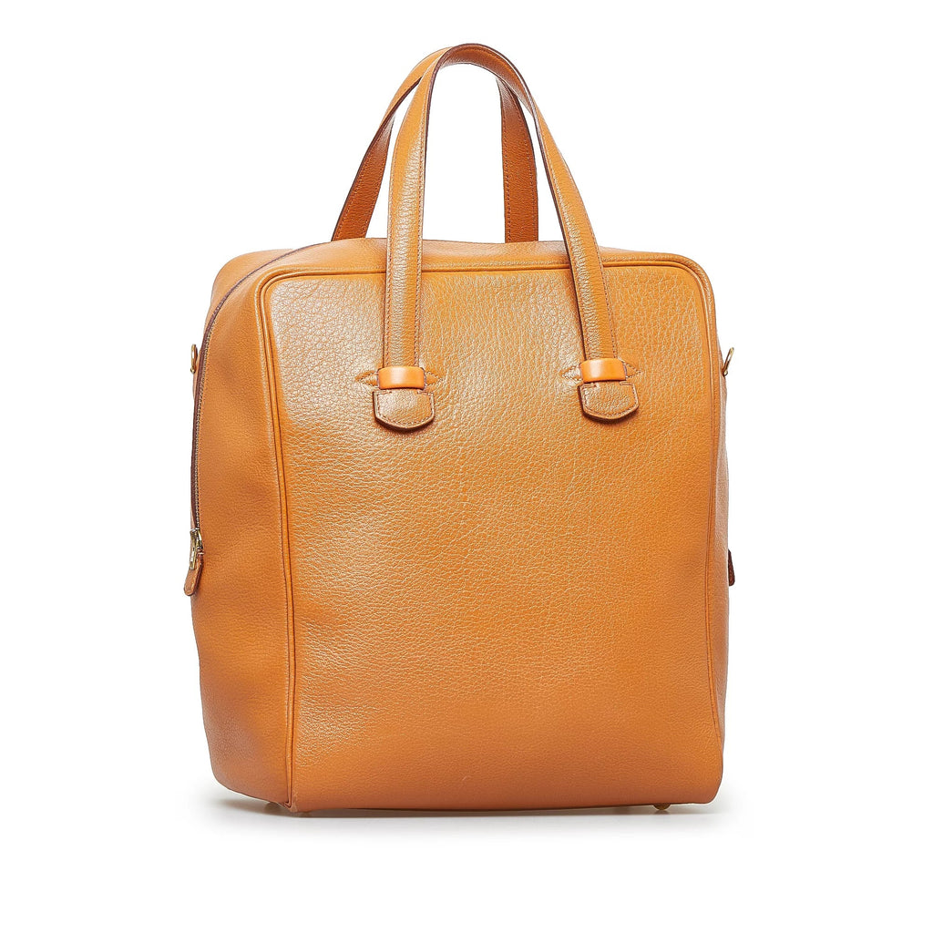 Calf Pre-Owned Galop Unisex Authenticated Tote Hermès (Good) Brown Leather Bag