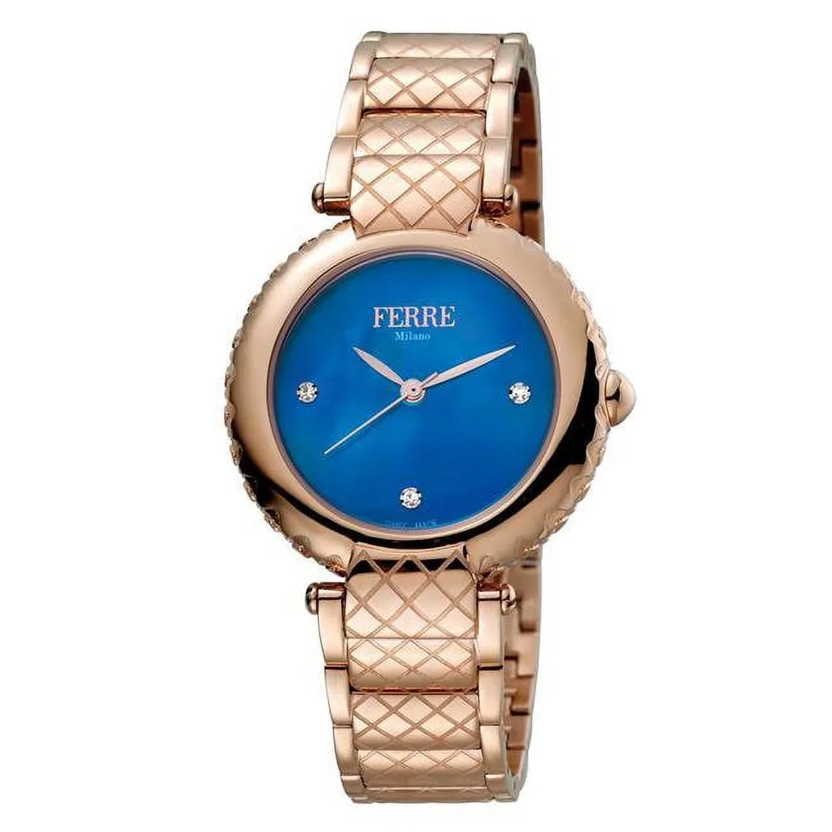 Gold Watch Womens Blue with Quartz Made Dial Rose Swiss