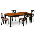 5 West East Set 4 Dining Piece - Cherry Furniture with Solid Chairs, Black - & Table QUKE5-BCH-LC