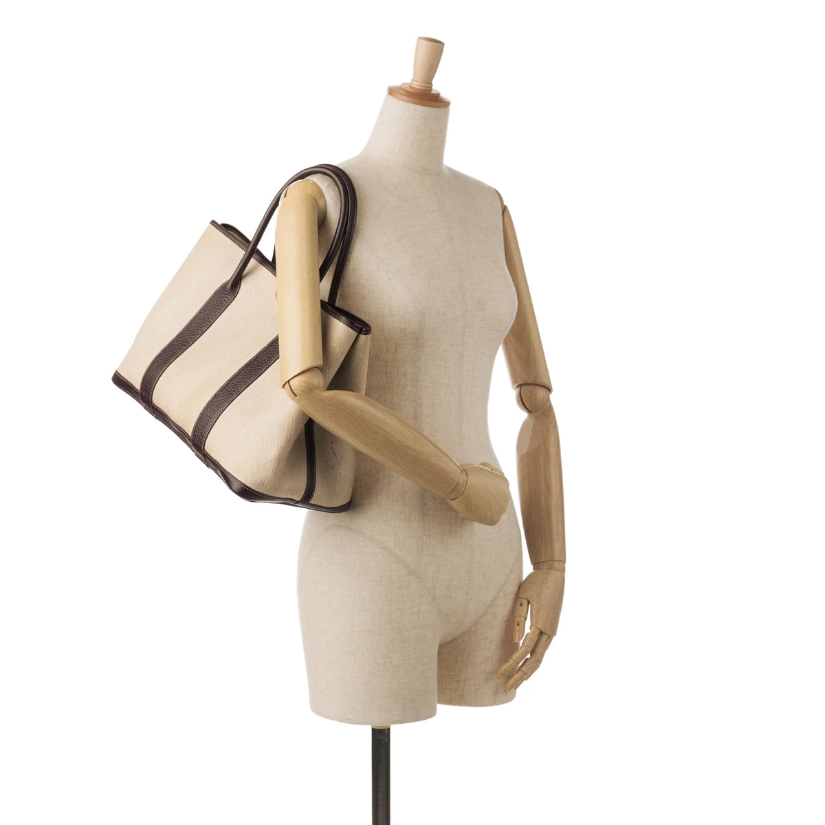 Hermès Authenticated (Good) Fabric Unisex 36 Canvas Party Garden Tote Brown Toile Pre-Owned Bag