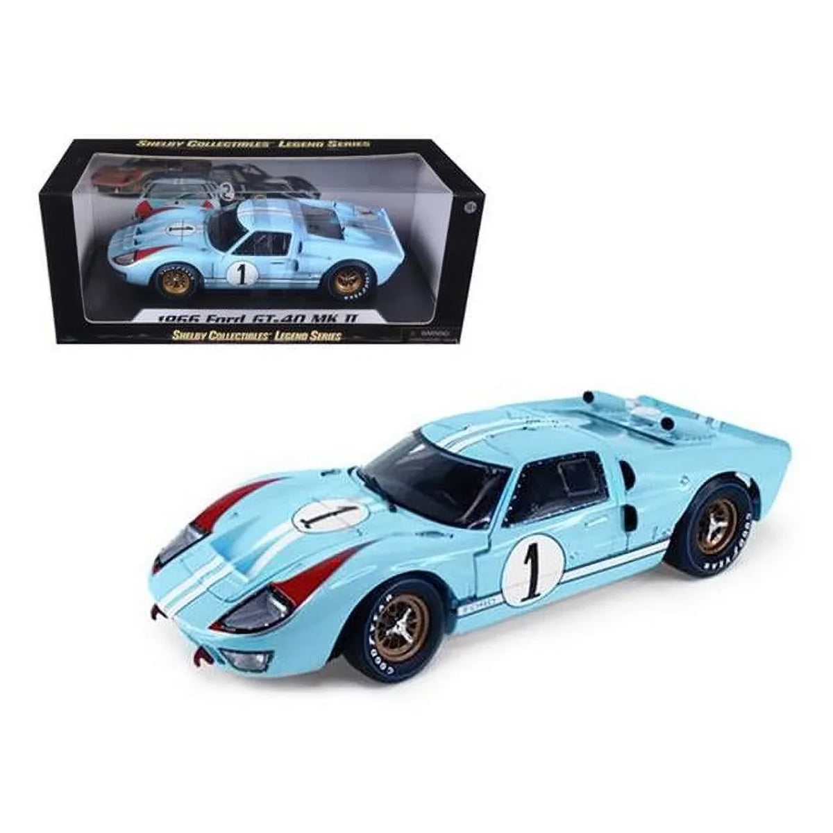 GT-40 MK - 2 Ford 1-18 Blue Model Diecast 1966 Car No.1 Blue