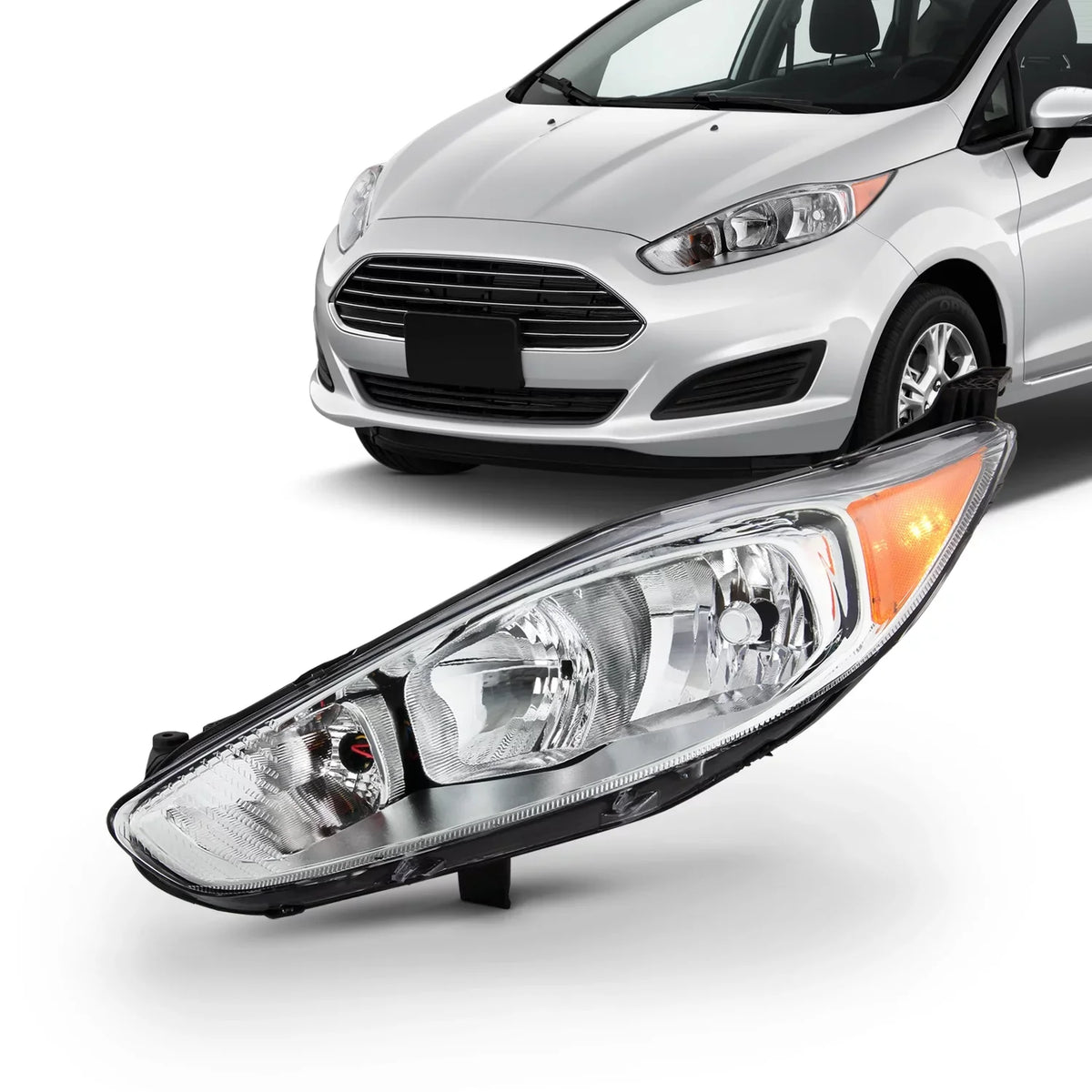 Type] Headlight Driver Chrome Hatchback Sedan Left [Halogen 2015 AKKON Titanium Ford 2014 2016 Headlamp 2017 Fiesta - Fits