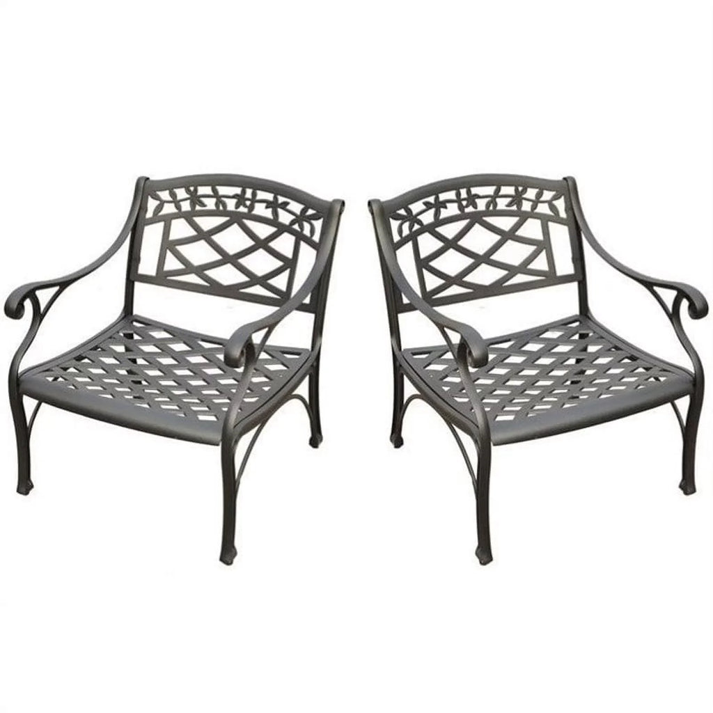 Taditional of (Set 2) in Club Metal Chair Living Black Patio Afuera Charcoal