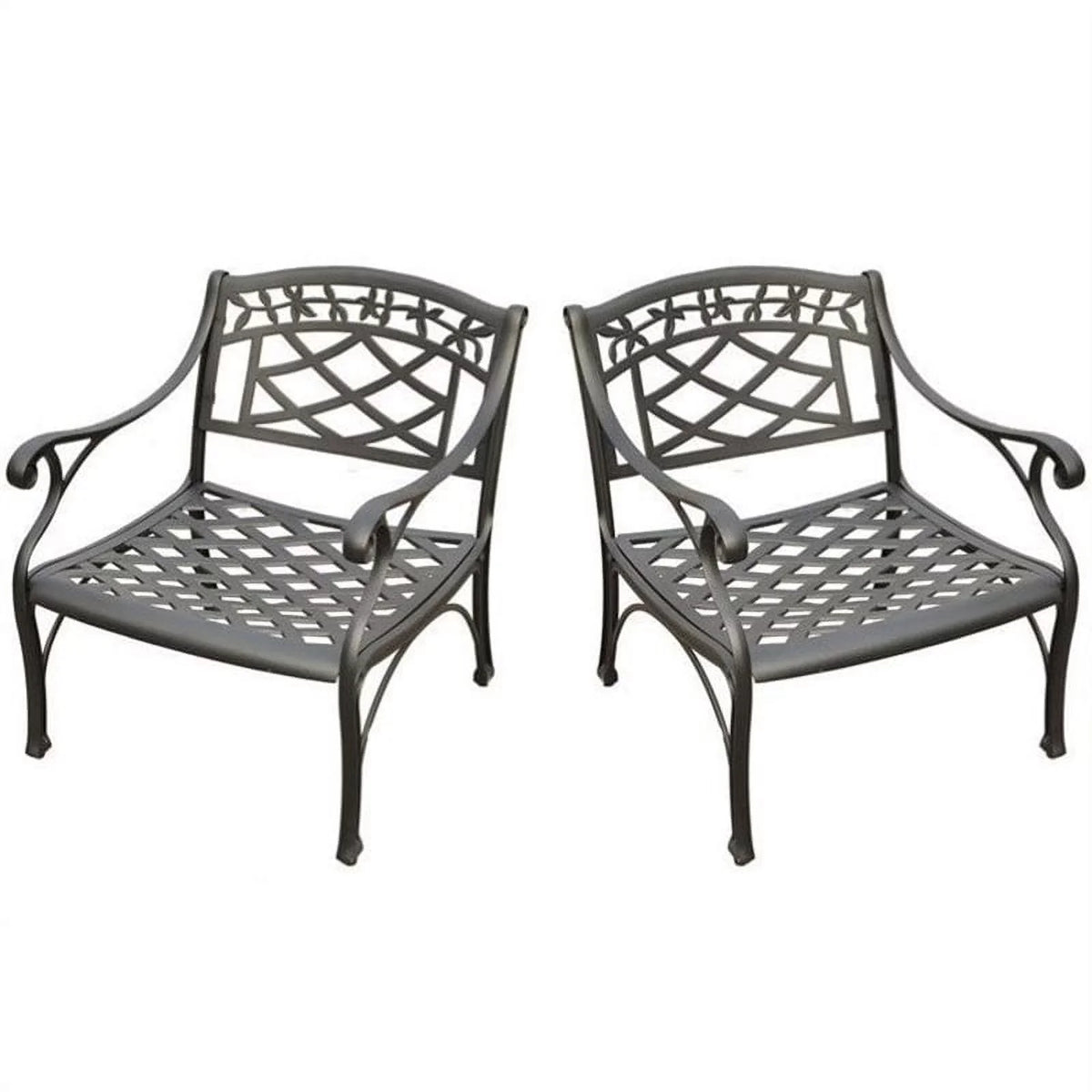 Taditional of (Set 2) in Club Metal Chair Living Black Patio Afuera Charcoal
